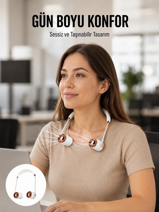 Ers Katlanabilir Asılabilir Fan Usb Şarjlı, 3 Vitesli Sessiz Mini Fan Yeni Nesil