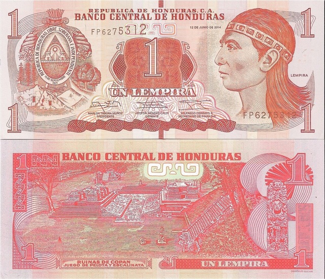 Honduras 1 Lempira Yabancı Kağıt Para Çil Koleksiyon Para