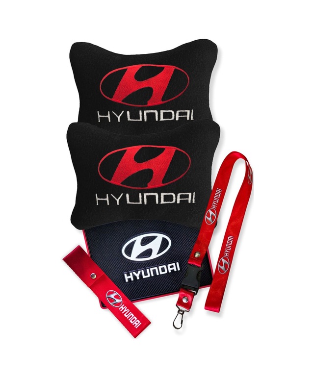 Hyundai Uyumlu Nakışlı Siyah Polar Ortopedik Araç Seyahat Boyun Yastık Hyundai Araç Oto Aksesuar Siyah