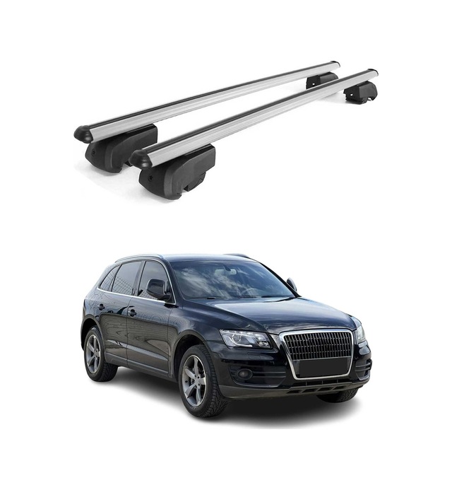 Audi Q5 I 2008-2016 Arası Uyumlu Port Bagaj Taşıyıcı Ara Atkı Alüminyum Gümüş 2 Parça