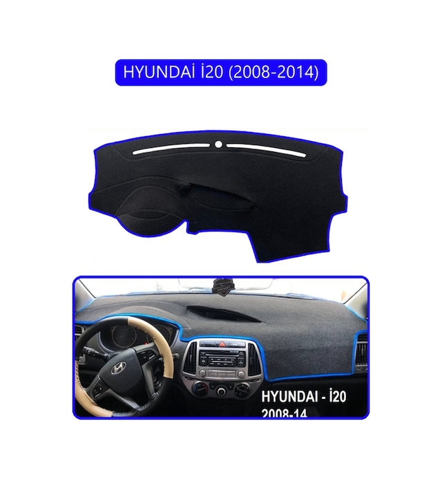 Hyundai İ20 2008-2014torpido Koruma Halısı Mavi Kenar