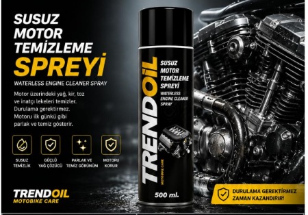 Trendoil Susuz Motor Temizleme Spreyi 500 Ml Motosiklet Motor Temizleyici Ve Yağ Çözücü Güçlü Formül