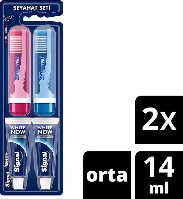 Signal White Now Diş Macunu 14 Ml + Diş Fırçası Seyahat Seti 2li