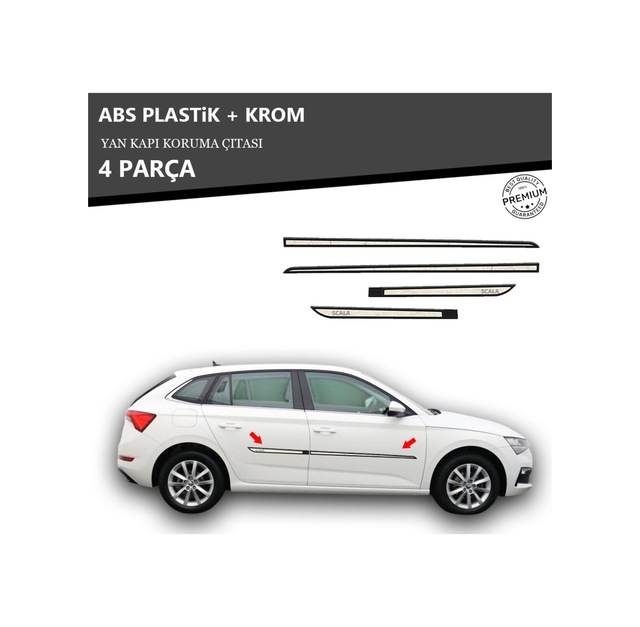 Skoda Scala Yan Kapı Koruma Çıtası Plastik + Krom Unvrslppkçt00016
