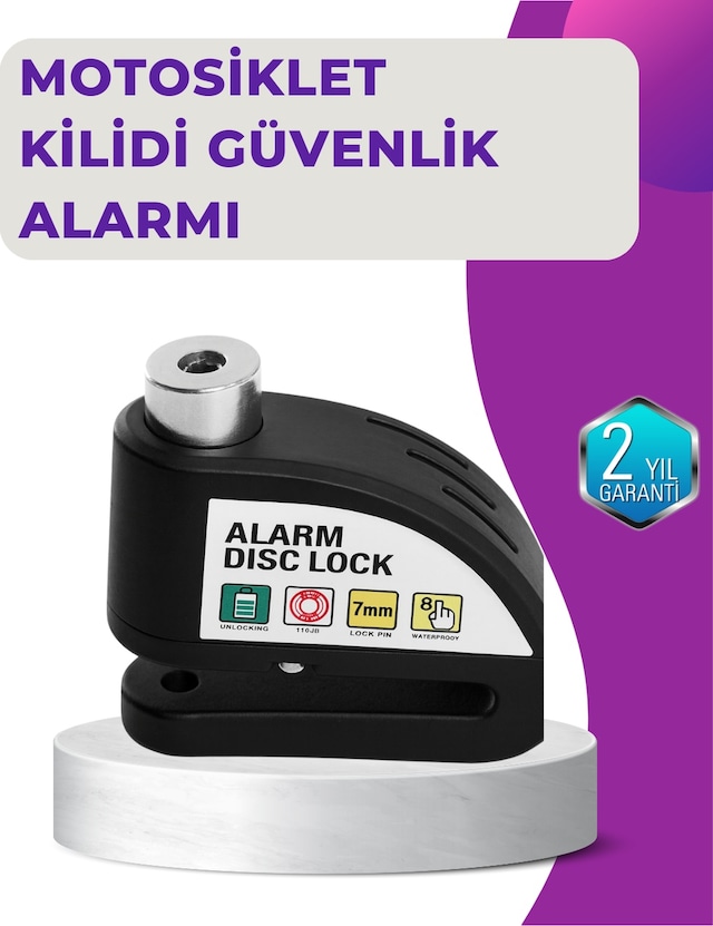 110 Db Alarm Disk Kilidi Motosiklet Scooter Bisiklet Güvenlik - Lisinya