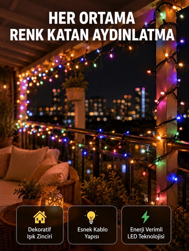 5 Metre Şeffaf Kablo Led Peri Işığı 50 Ampullü Dekoratif Led Yeni