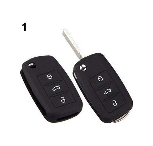 Polo Passat B5 Golf Jetta Mk6 Tiguan Eos Scirocco Silikon Araba Anahtarı Kılıfı Siyah Logosuz