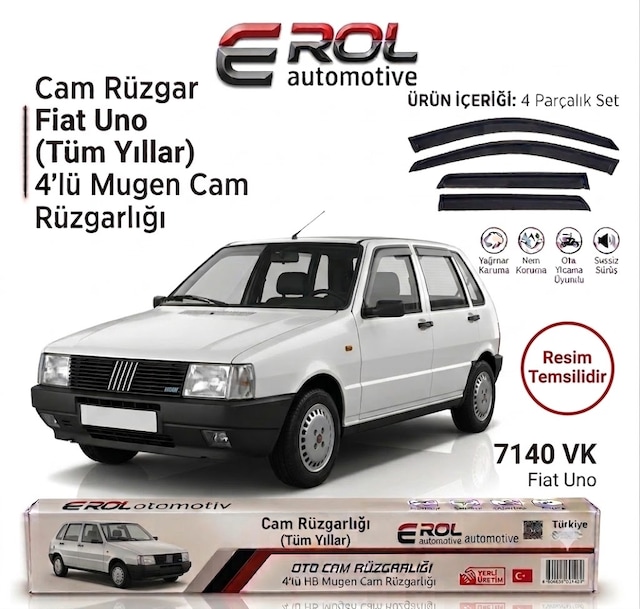 Fiat Uno 4'lü Hb Mugen Cam Rüzgarlığı Siyah