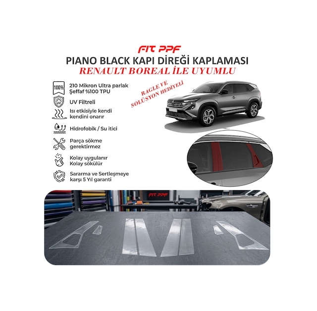 Boreal 2026 Hazır Kesim Piano Black Kapı Yan Direk Kaplamaları 21