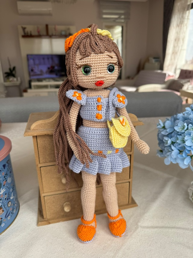 Amigurumi Moda İkonu Natali Oyuncak Bebek 38 Cm