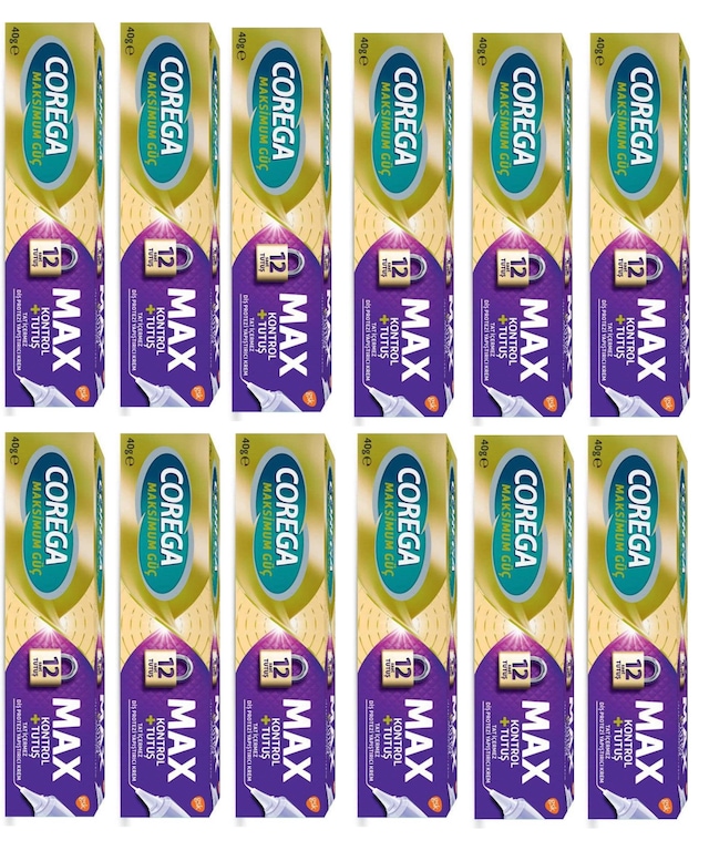 Corega Maksimum Güç Tat İçermez Diş Protez Yapıştırıcı Krem 12 x 40 G