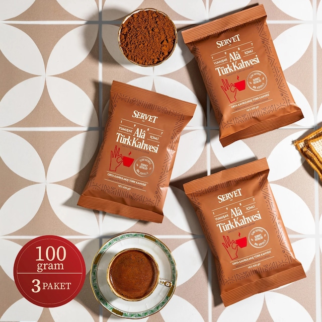 Servet Alâ Türk Kahvesi 100g 3'lü Paket Öğütülmüş