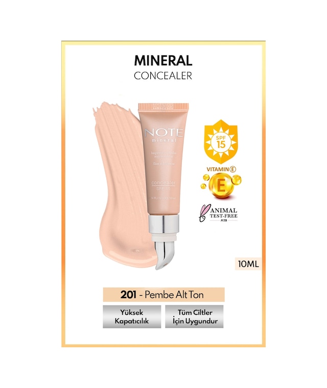 Mineral Concealer Spf 15 Yoğun Kapatıcı Metal Başlıklı Göz Altı Kapatıcısı - 201 Açık