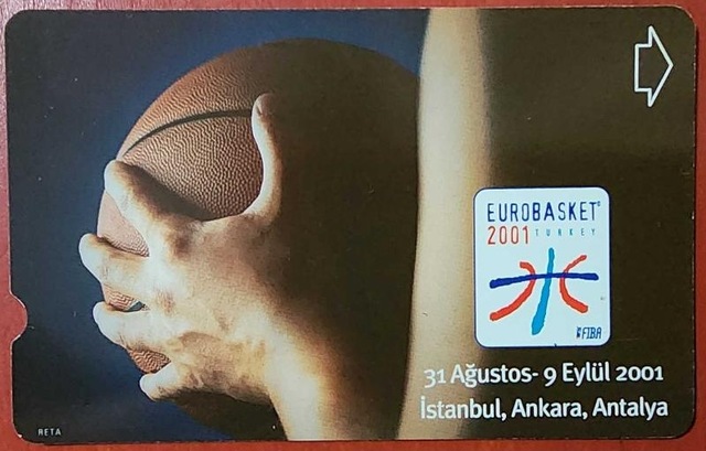 Eurobasket 2001 Telefon Kartı 30'luk. Ağustos 2001. Teşhir Ürün