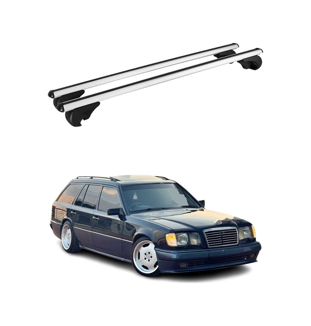 Mercedes E Serisi S124 T-model 1985-1996 Arası Uyumlu Port Bagaj Taşıyıcı Ara Atkı Alüminyum Gümüş 2 Parça