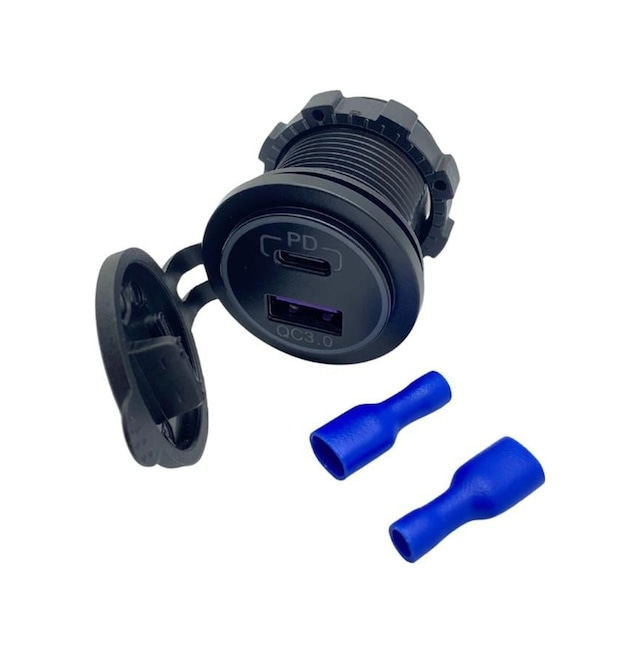 12v-24v Telefon Şarj Cihazı Usb+type-c 3 A Mavi Işık 28 Mm