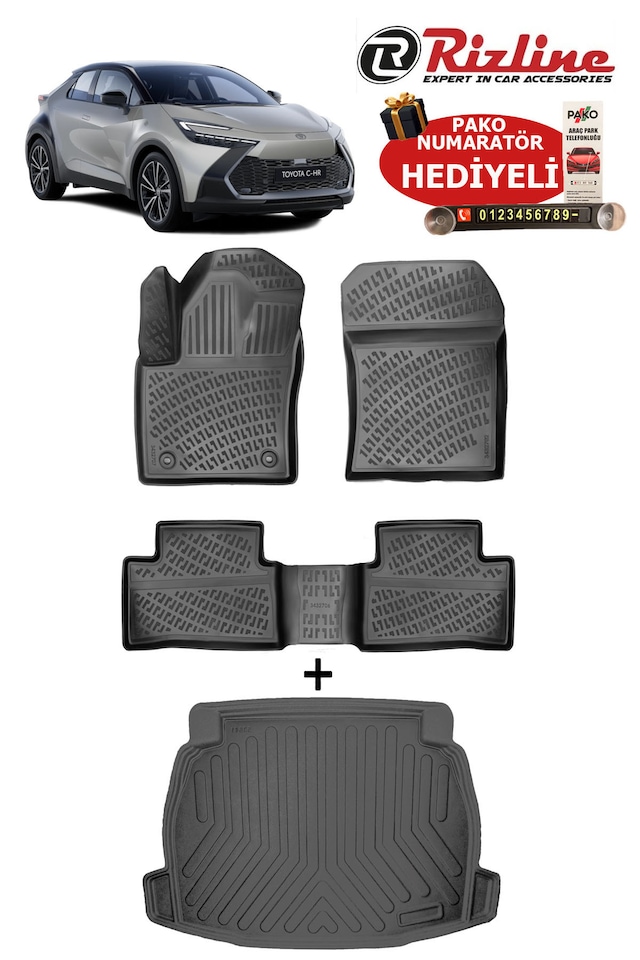 Toyota Chr 2023-2026 Havuzlu Paspas Ve Ses Sistemsiz Bagaj Havuzu Seti