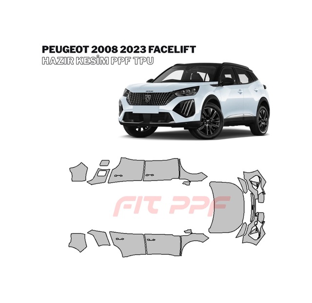 Peugeot 2008 - 2023 Facelıft 210 Mikron Premium Tpu Ppf Kaplama Seti-orta Kapı Direkleri