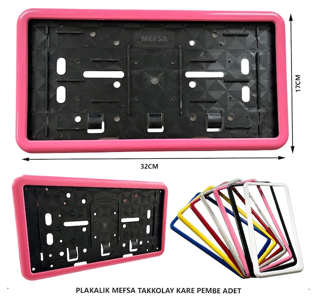 Plakalık Plastik Tak Kolay Kare Pembe Çerçeveli 1 Adet
