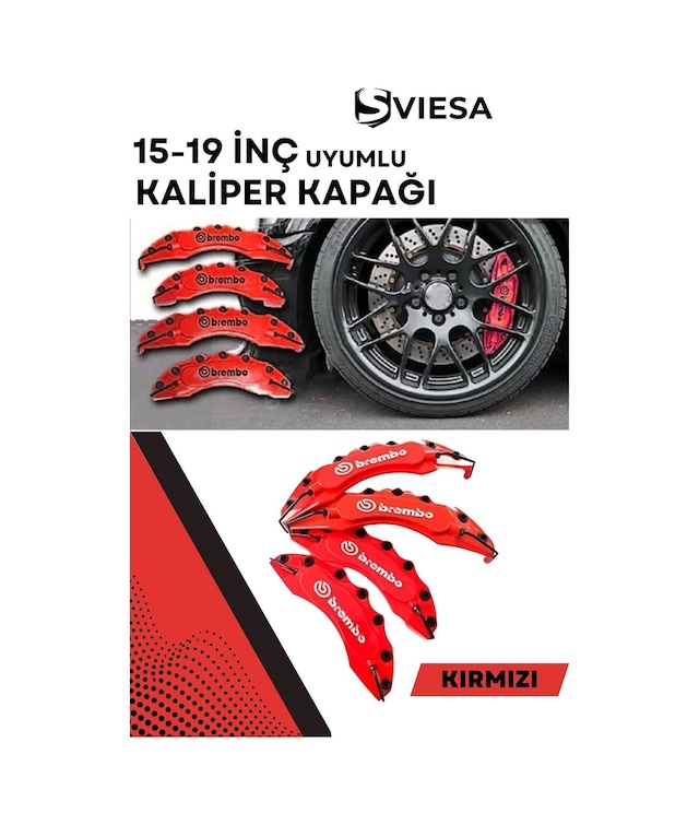 Kırmızı Kaliper Kapağı Seti 4'lü Yağ Hortumlu Sportif Görünümlü Kapak Takımı