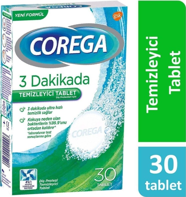 Corega 3 Dakikada Diş Protezi Temizletici Tablet 30'lu