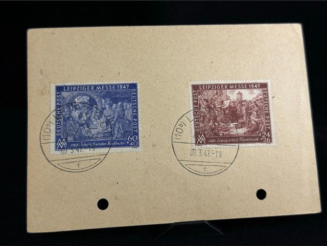 Antiye 12 Pfennig Almanya 1947 Leipziger Messe 2 Adet Leipziger Messe Pullu Ve Özel Gün Damgalı Teşhir Ürün