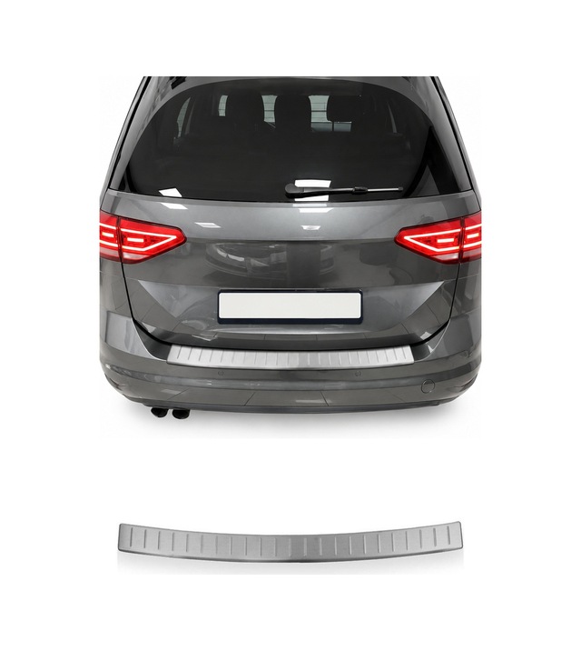 Vw Touran Iı 2015-2026 Uyumlu Krom Arka Tampon Eşiği Paslanmaz Çelik Taşlı Mat