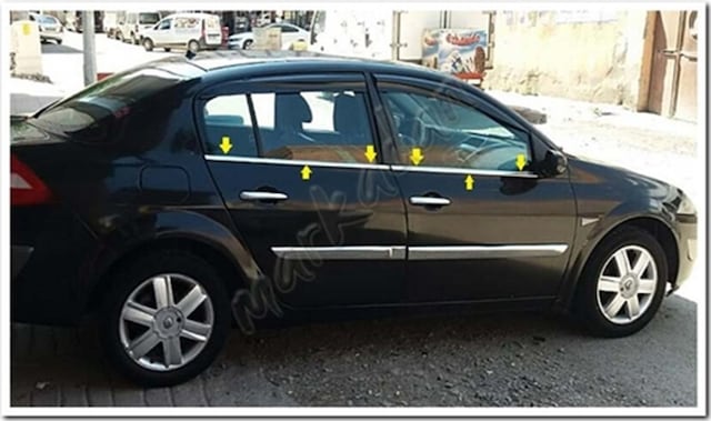 Woc Chrome Renault Megane 2 Sedan Krom Cam Çıtası 2004-2010 4 Par