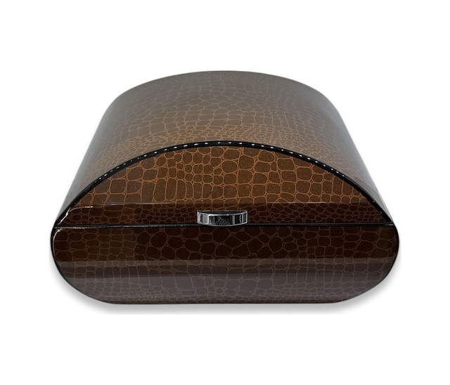 Lubinski İtaly Oval Humidor Puro Kutusu Croco Kahve 60's