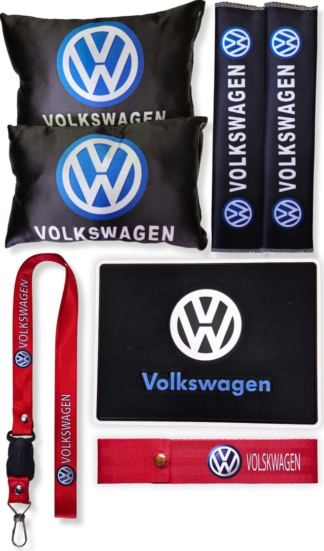 Volkswagen Uyumlu Dijital Baskılı Siyah Seyahat Boyun Yastık Kemer Pedi / Oto Aksesuar Siyah
