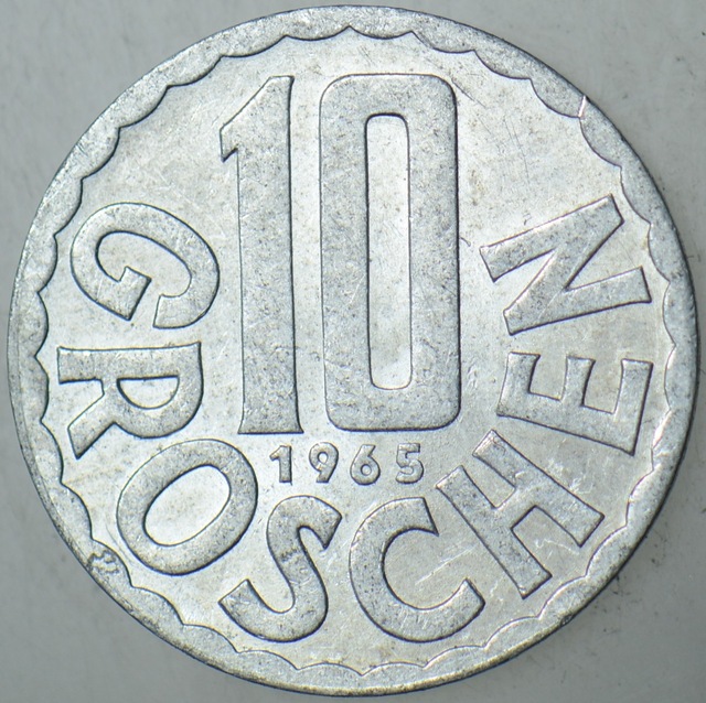 Avusturya 10 Groschen 1965.