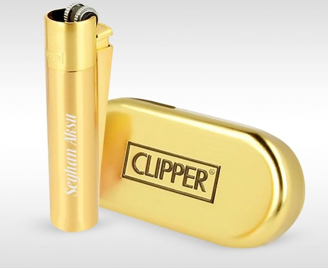 Kişiye Özel Metal Kutusunda Gold Clipper Çakmak