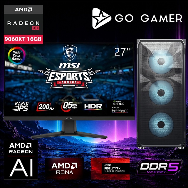 Go Gamer AE859D Ryzen 9 9900X3D RX 9060 XT 64GB RAM 1TB SSD
