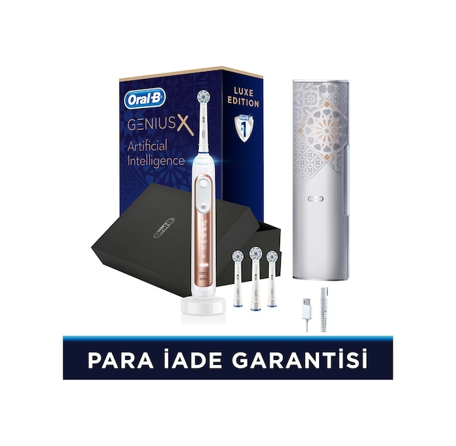 Oral-B Genius X AI Şarj Edilebilir Diş Fırçası Rose Gold + 4 Başlık + Seyehat Çantası