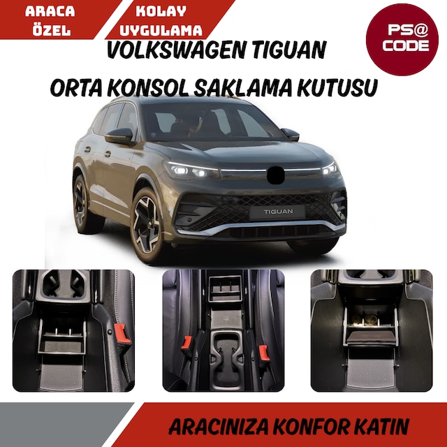 Volkswagen Tiguan 2024 Ve Üzeri Orta Konsol Saklama Kutusu-kolçak