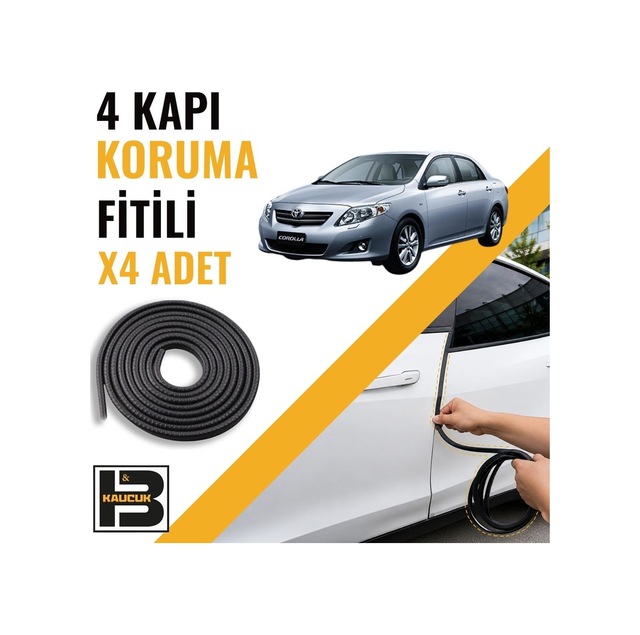Toyota Corolla 2007-2013 Kapı Koruma Fitili-4 Kapı-siyah-bm2299