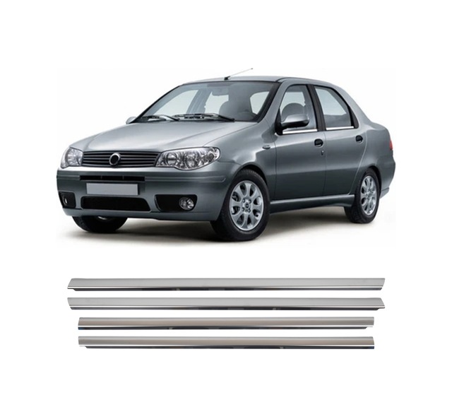 Fiat Albea Uyumlu 2002-2012 Krom Cam Çıtası 4 Parça Paslanmaz Çelik