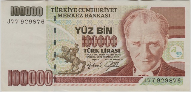 7. Emisyon 3. Tertip 100.000 Lira I77 Ççt+