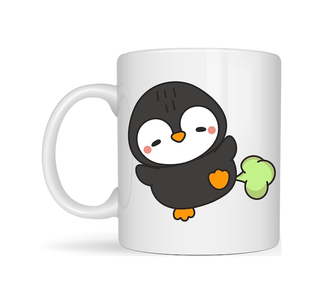 Kupa & Bardak Şaşkın Penguen Tasarımlı Porselen Kupa Model 89 Eğlenceli, Neşeli Ve Sıcacık Kahve Keyfi