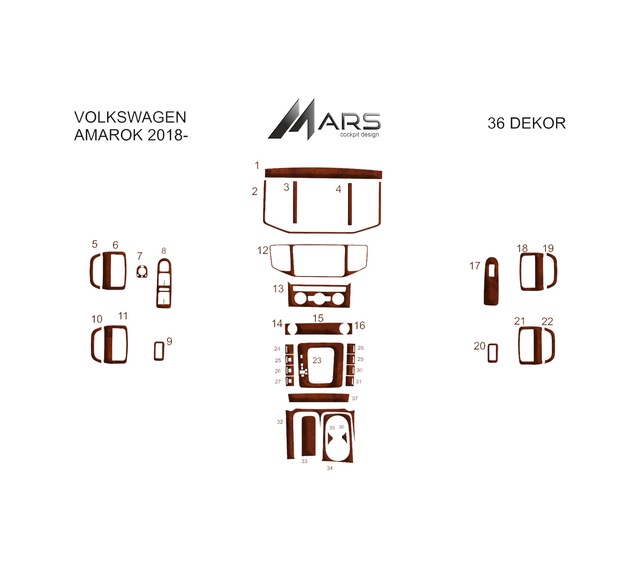 Volkswagen Amarok Torpido Kaplama 2018- 36 Parça Maun