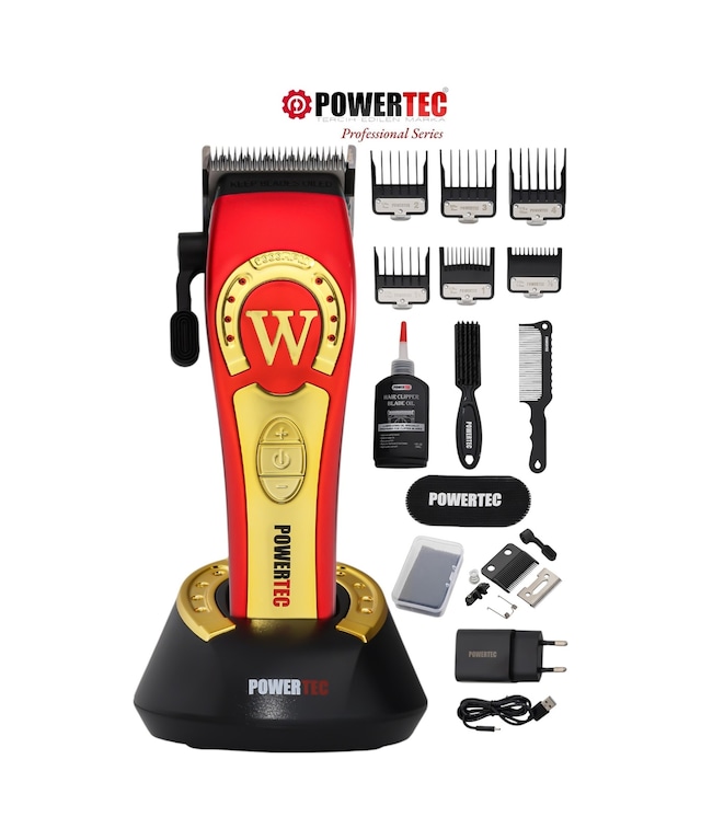 Powertec TR-4800 Tam Profesyonel 9.000rpm 8 Kademeli Saç-sakal Kesim Makinesi +yedek Seramik Bıçak Seti 3 - 4 Saat Kırmızı