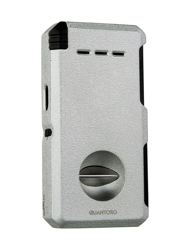 Quantoro Çift Torch Pürmüz V-cut/delicili/iğneli Gri Metal Puro Çakmağı - Trz1085