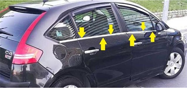 Citroen C4 Krom Cam Çıtası (HB) 8 Parça Paslanmaz Çelik