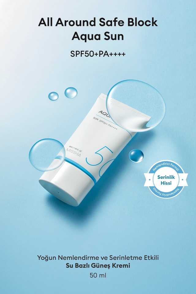 Missha Su Bazlı Nemlendirici Güneş Koruyucu Jel All Around Safe Block Aqua Sun Gel Spf50+/PA++++ 50 ML