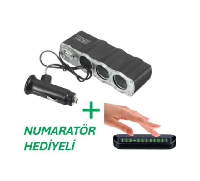 Tüm Araçlara Uyumlu Çakmaklık Çoğaltıcı + Numaratör li