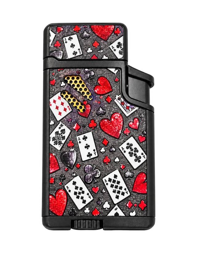 Hunter Çift Torch Pürmüz Ace & Kalp Design Siyah Metal Puro Çakmağı Ack043