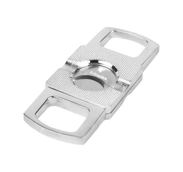 Gümüş Düz Çizgi Detaylı Metal Puro Makası Kesici