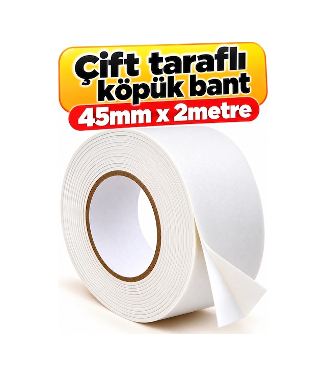 Güçlü Çift Taraflı Köpük Bant 45mm X 2 Metre Montaj Bandı Yapışkanlı Bant Diğer