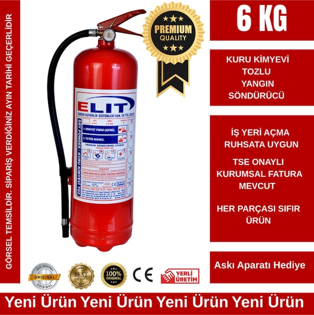 Ruhsat İçin Uygun 6 Kg Kuru Kimyevi Tozlu Yangın Söndürücü + 4 Yıl Tarihli - 805053654