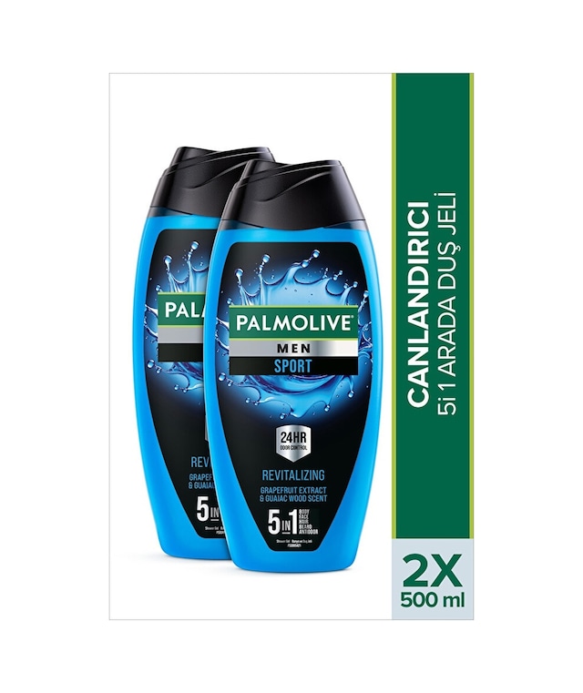 Palmolive Men Sport 5'i 1 Arada Canlandırıcı Duş Jeli Ve Şampuan 2 x 500 ML